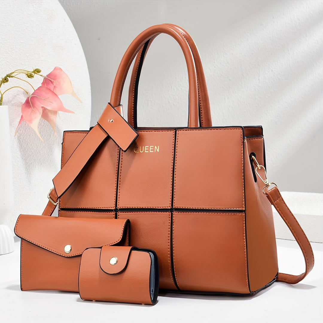 Riley - Chic Leather 3-Piece Leather Bag Set