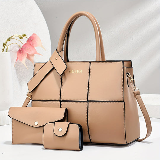 Riley - Chic Leather 3-Piece Leather Bag Set