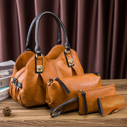 Zoe - Vintage 4-Piece Leather Bag Set