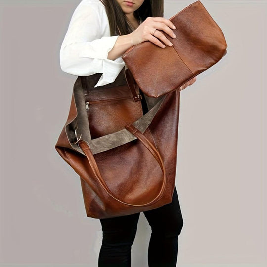 Therese - Retro Radiance Leather Tote Bag