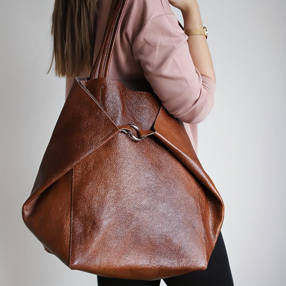 Therese - Retro Radiance Leather Tote Bag