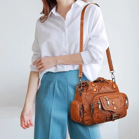 Laura - Classic Vintage Leather Messenger Bag