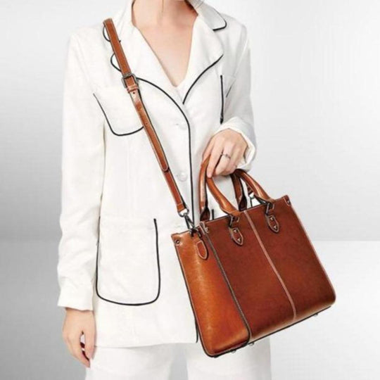 Victoria - Classic Timeless Leather Tote Bag