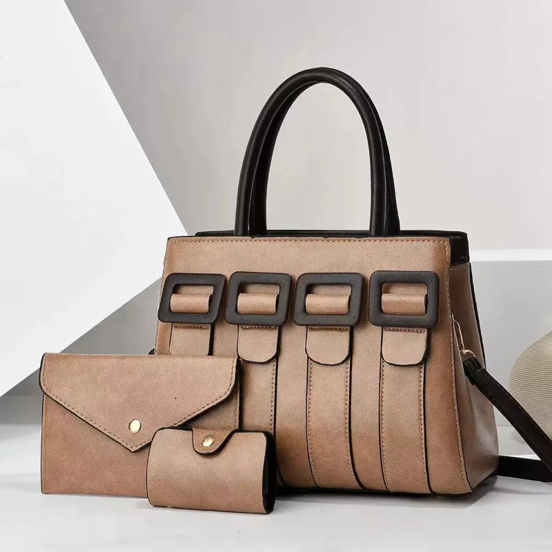 Zoe - Luxurious Statement 3-Piece Leather Bag Set