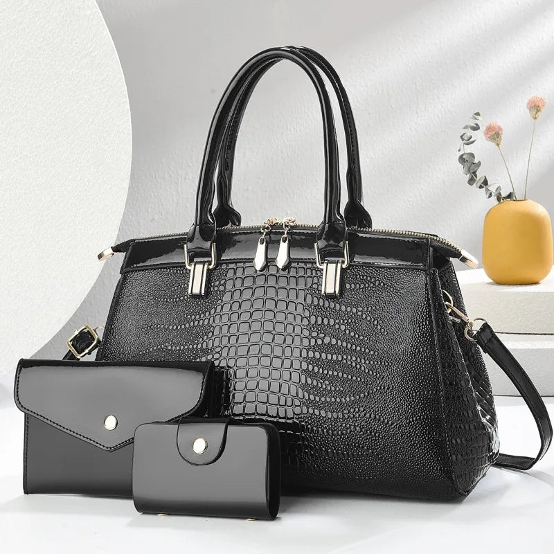 Lily - Stylish Retro Leather 3-Piece Leather Bag Set