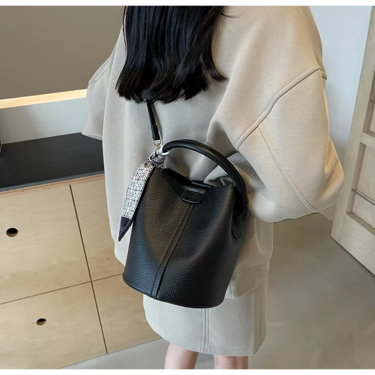 Rose - Modern Vibe Leather Bucket Bag