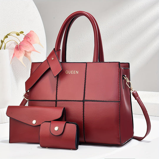 Riley - Chic Leather 3-Piece Leather Bag Set
