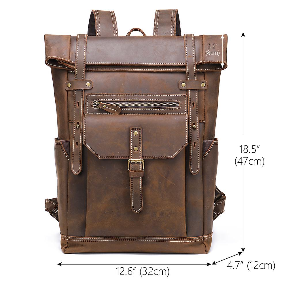 Norma - Retro Leather Rolltop Backpack