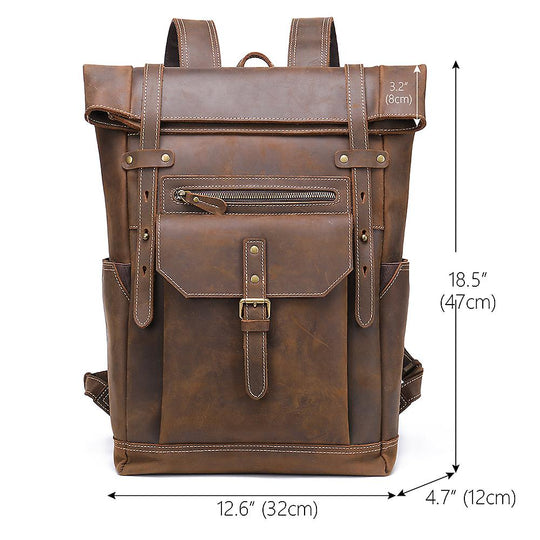 Norma - Retro Leather Rolltop Backpack