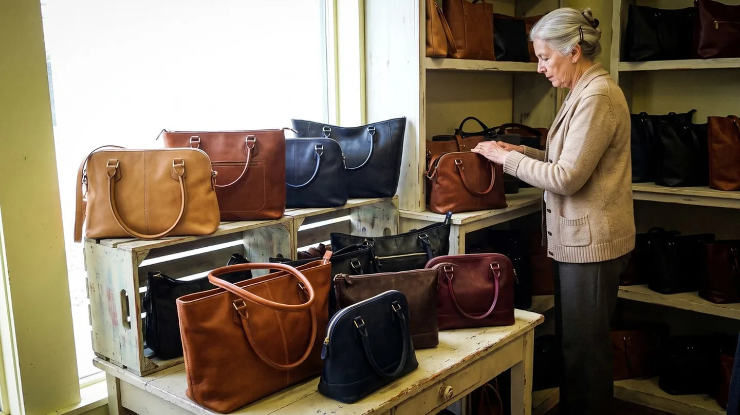 Rose&rsquo;s last bags together in the shop, every one of them a different shape and depth.